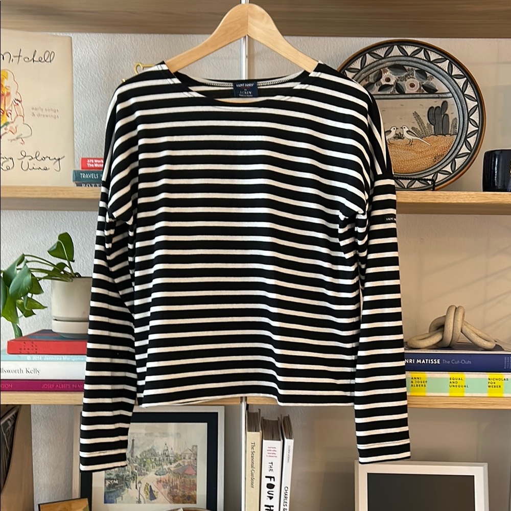Saint James x J.Crew Long Sleeve Black White Breton Tee